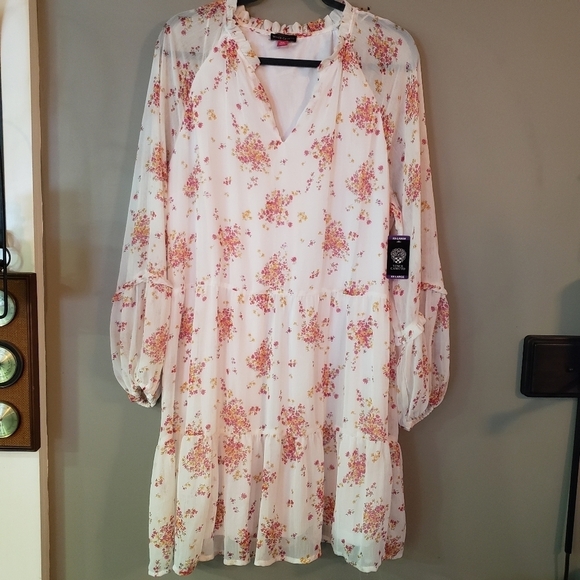 Vince Camuto V-Neck 3 Tier Ruffle Mini Dress | Size XXL | NWT - Picture 2 of 10
